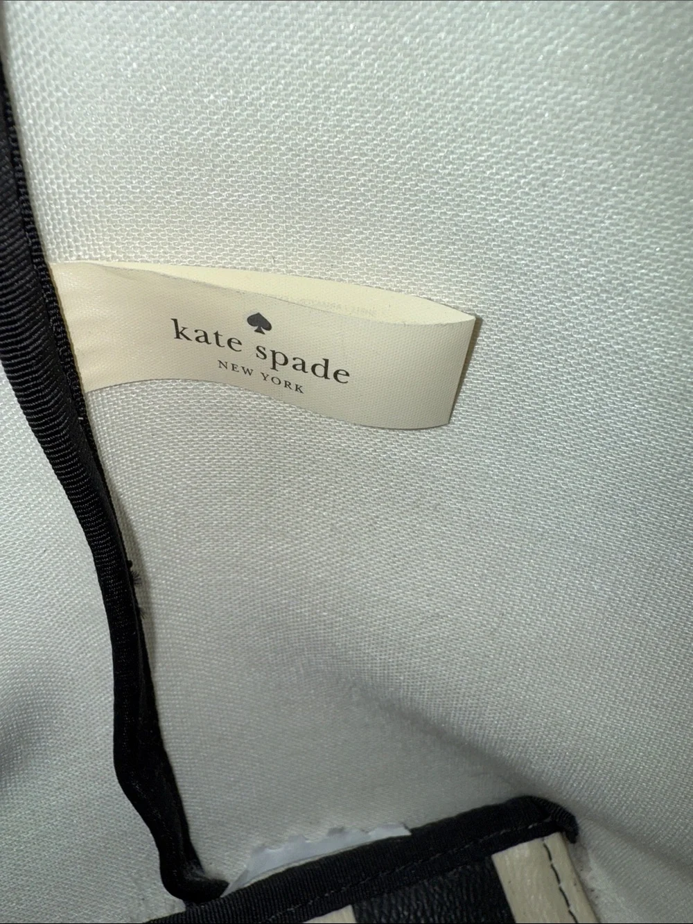 kate spade Black and White Striped Leather Tote with Bow Charm - Picture 4 of 8